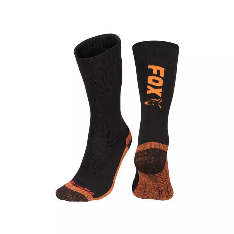 chaussettes longues thermolite noir et orange fox