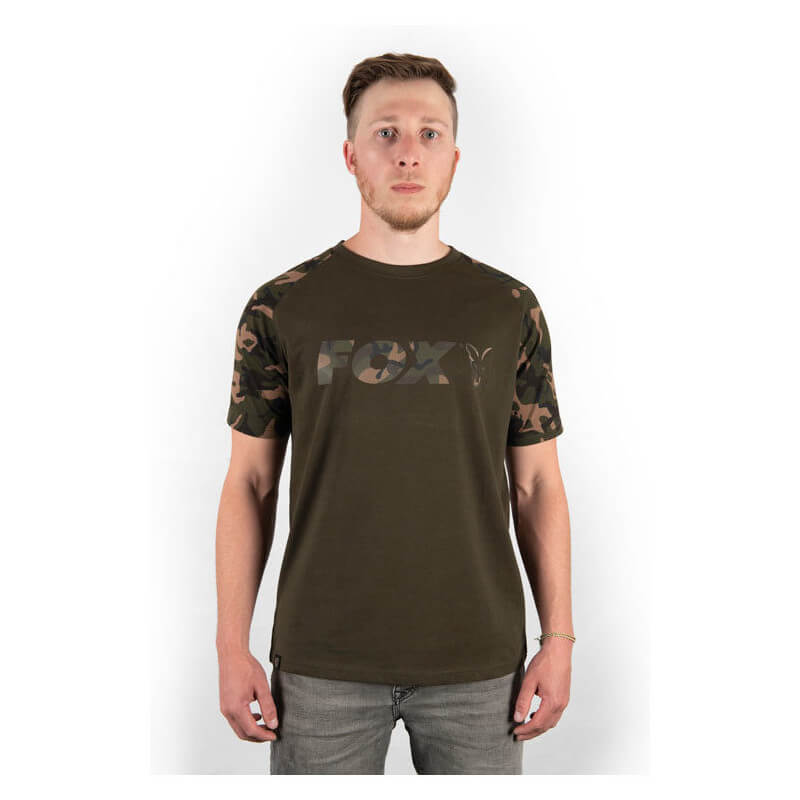 t-shirt raglan kaki camo sleeves fox
