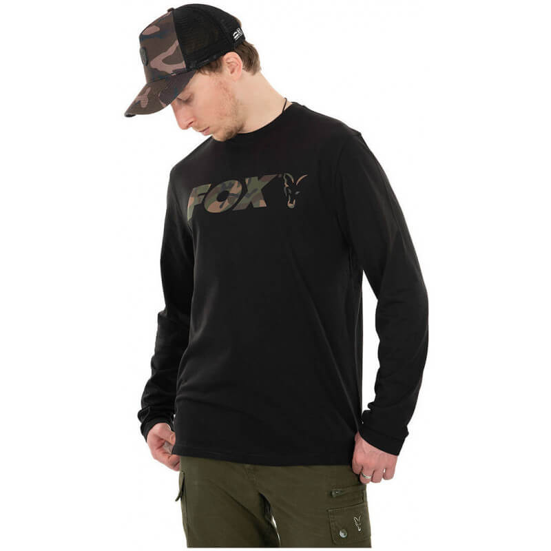 t-shirt à manches longues noir/camouflage fox