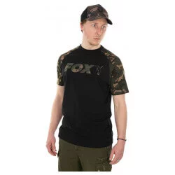 T-Shirt Raglan Noir/Camo - FOX