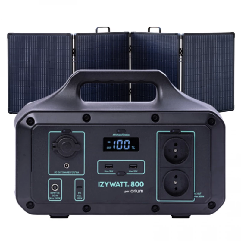 Pack Station d'énergie portative IZYWATT 800 + Panneau solaire