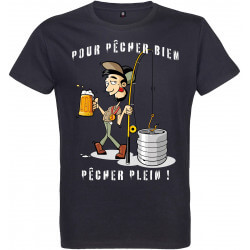 Tee-shirt noir "Pour Pêcher bien , Pêcher plein !" - PECHEUR-ONLINE