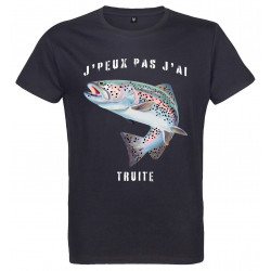 Tee-shirt noir " J'peux pas , J'ai Truite " - PECHEUR-ONLINE